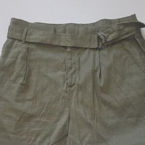 Banana Republic Olive Green Belted Linen Shorts 16